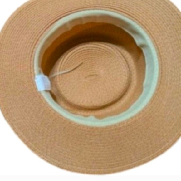 Chic Tan Straw Hat with White Ribbon - Picture 2 of 3